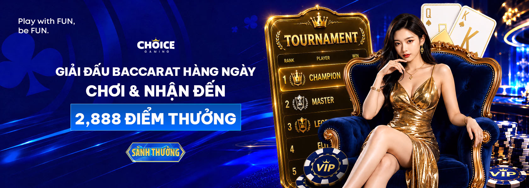 Banner FUN88 giải Baccarat CG VIP